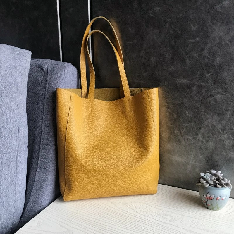 Fashion Womens Black Leather Oversize Tote Bags Black Shoulder Tote Bag Handbag Tote For Women