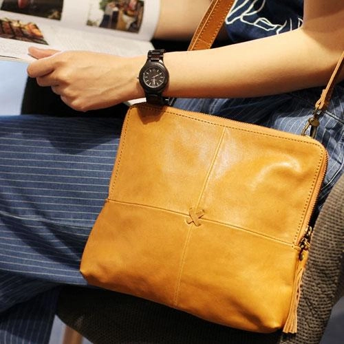 Fashion Womens Brown Leather Square Shoulder Bag Brown Side Bag Leather Satchel Crossbody Bag Purse