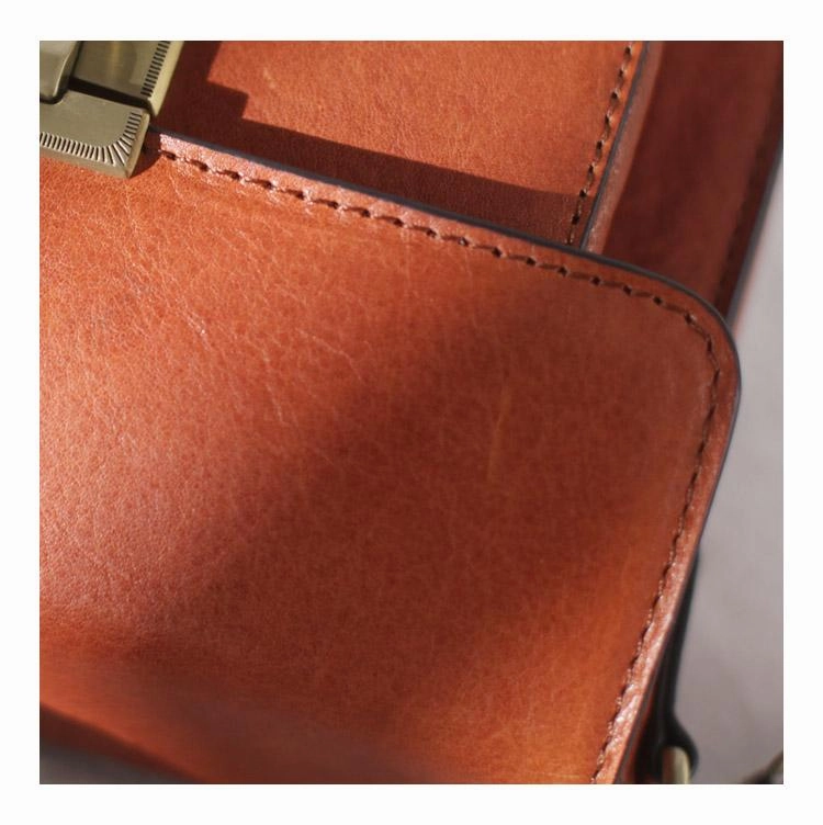 Fashion Womens Small Brown Leather Satchel Shoulder Bag Wider Strap Crossbody Bag