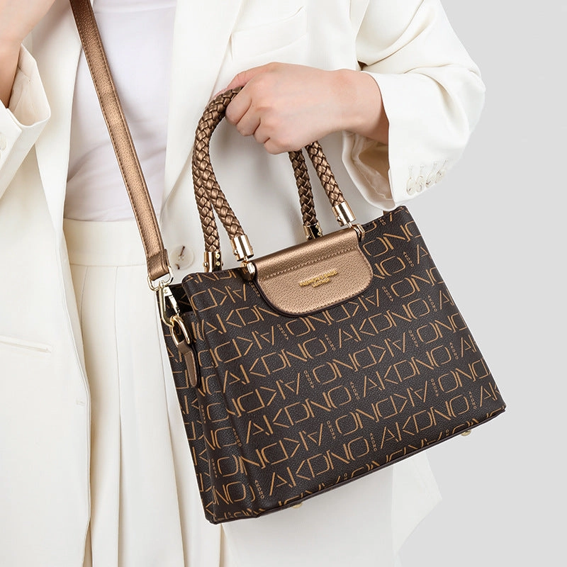 Fashionable Large-Capacity PVC Commuter Tote Bag with Letter Print