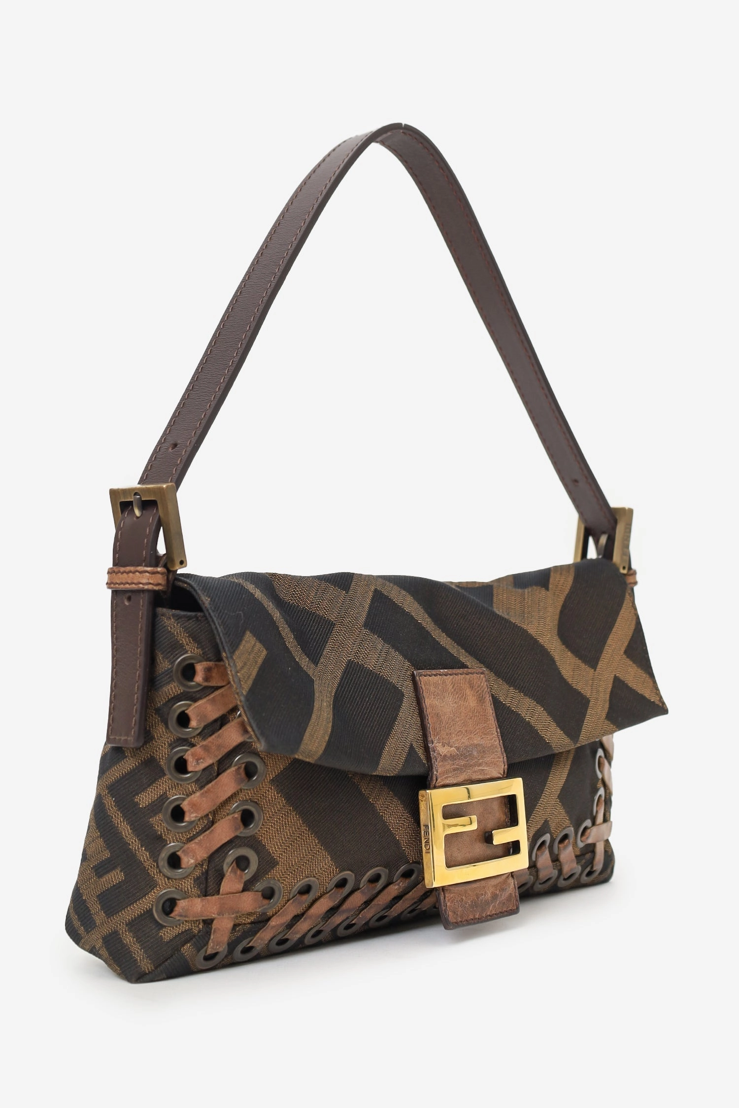 Fendi Brown Zucca Baguette Grand Shoulder Bag