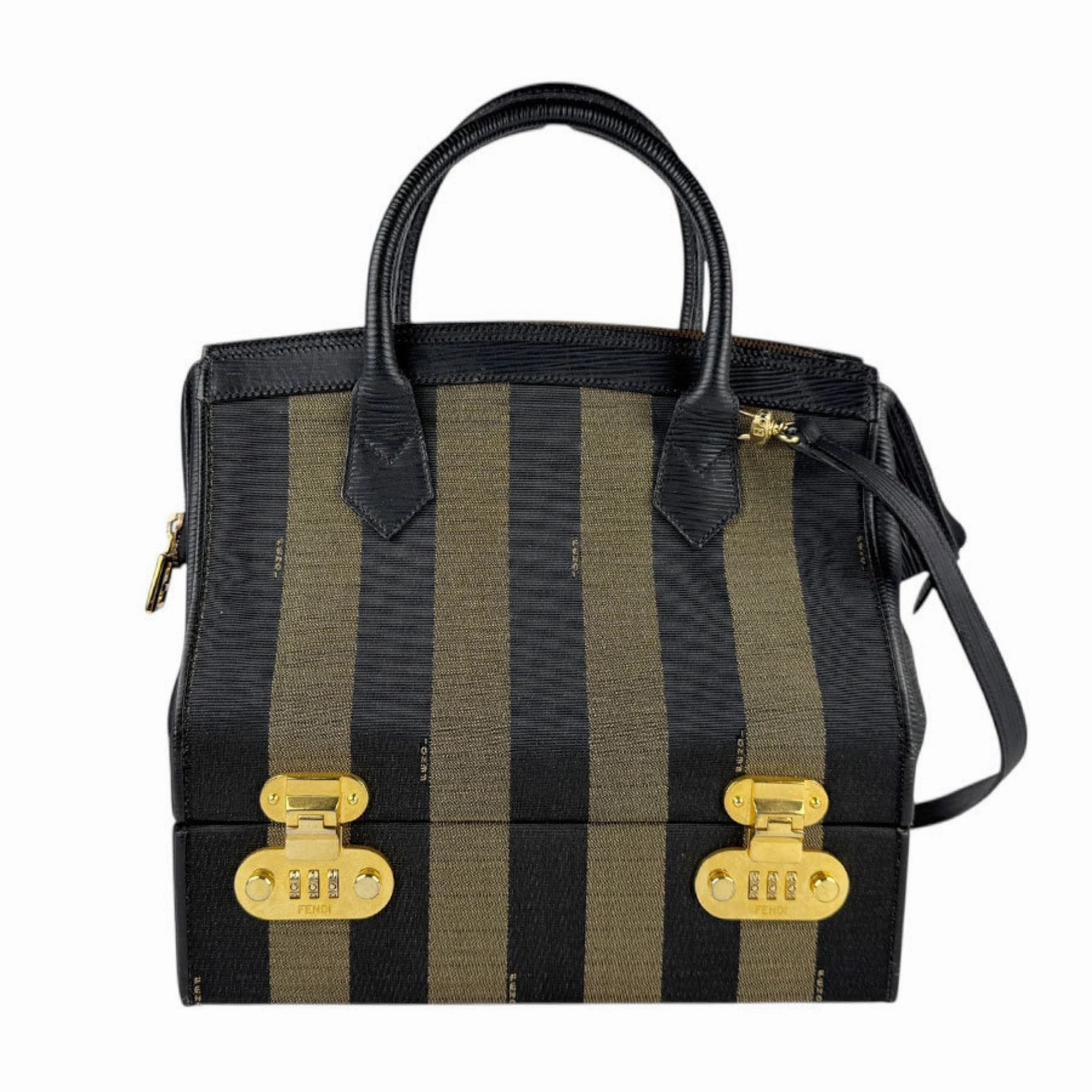 Fendi  Canvas Leather Handbag Shoulder Bag (Pre-Owned)