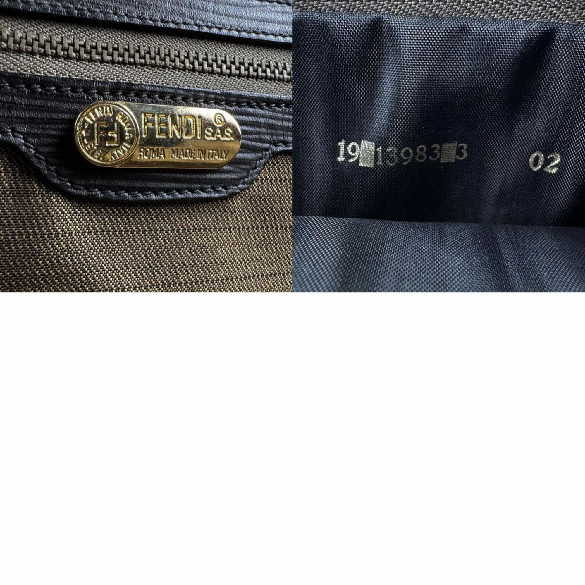 Fendi  Canvas Leather Handbag Shoulder Bag (Pre-Owned)