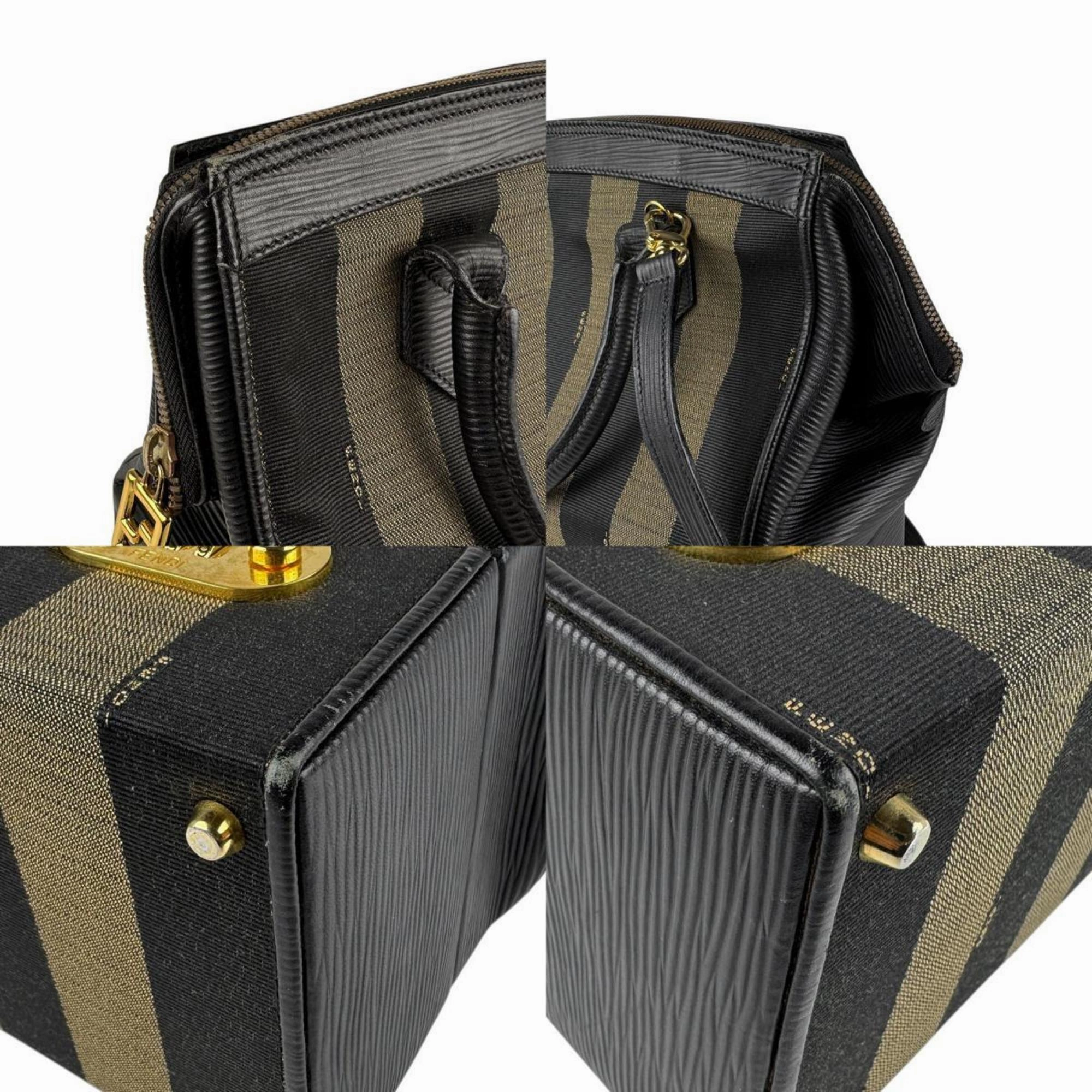 Fendi  Canvas Leather Handbag Shoulder Bag (Pre-Owned)