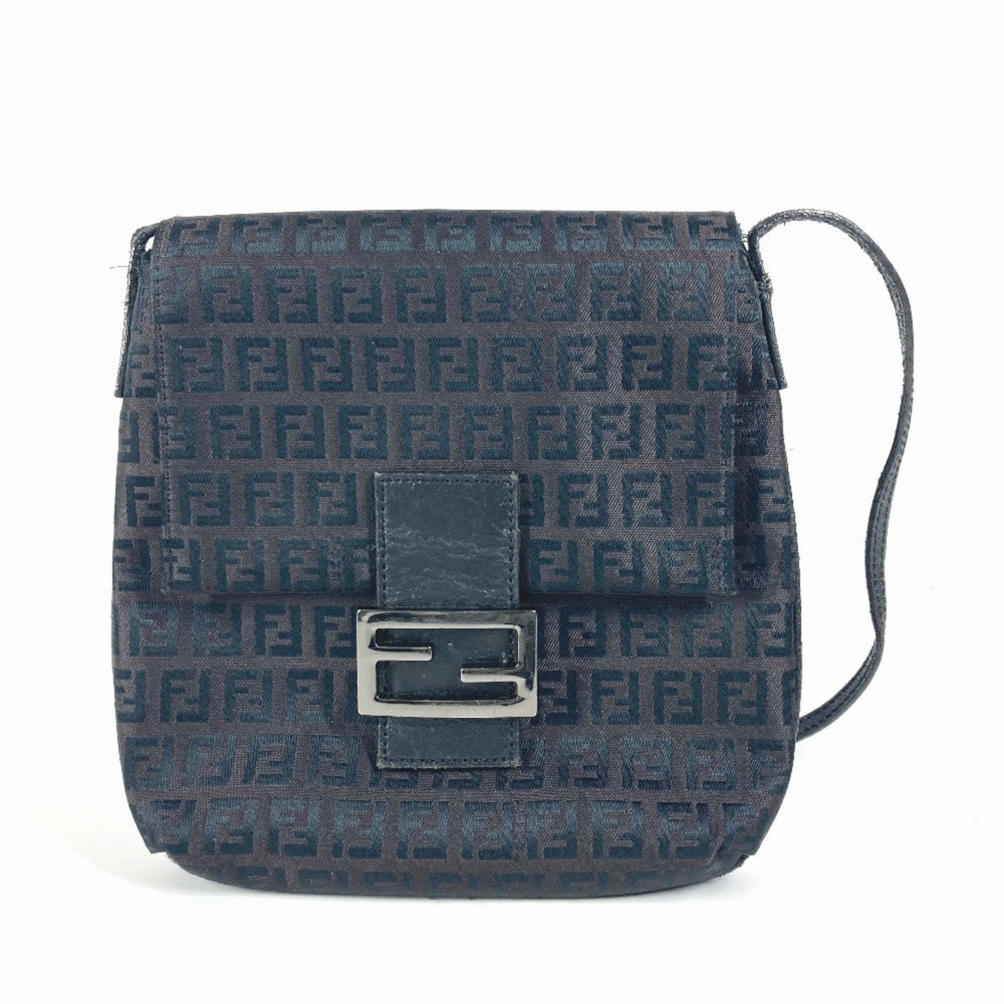 Fendi Canvas Leather Pochette Shoulder Bag (Pre-Owned)