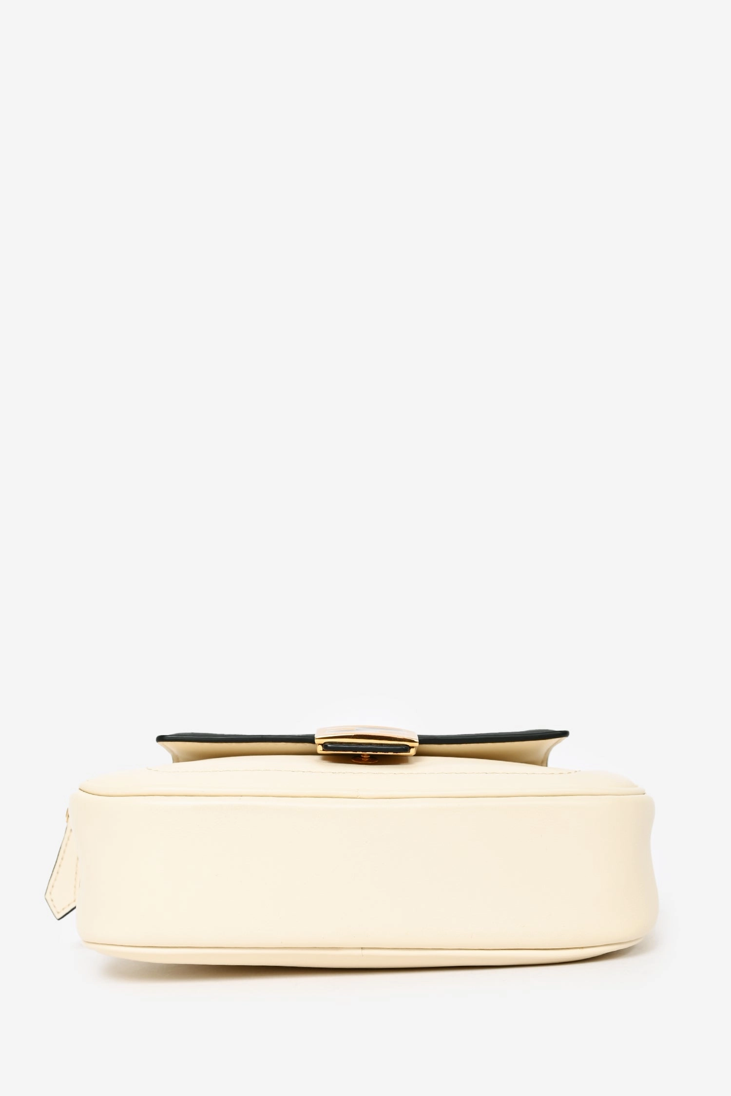 Fendi Cream/Black Leather Mini Baguette