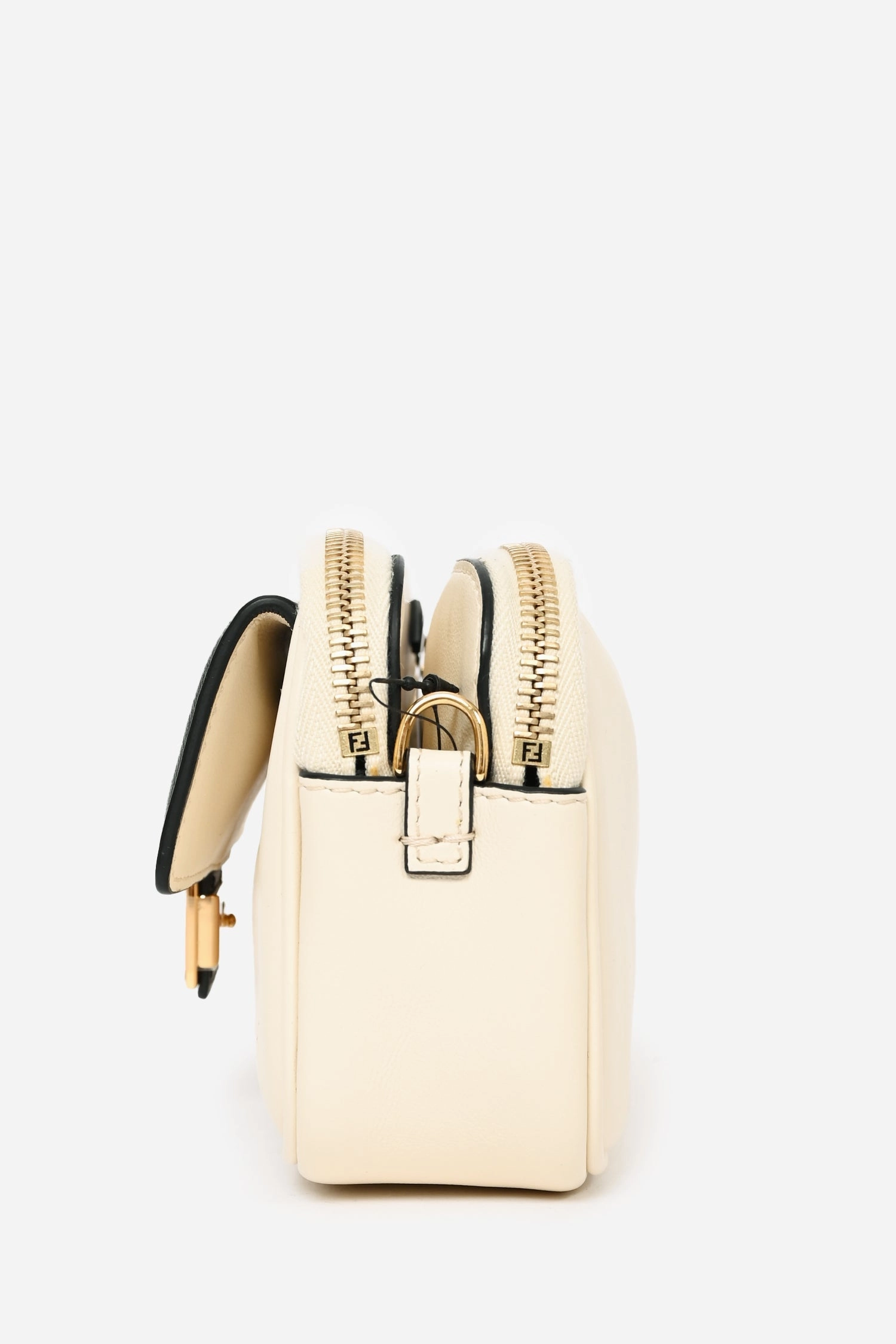 Fendi Cream/Black Leather Mini Baguette