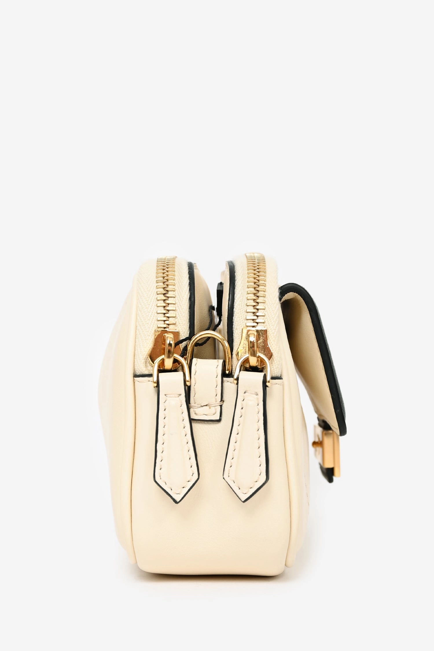 Fendi Cream/Black Leather Mini Baguette