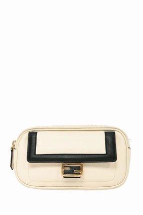 Fendi Cream/Black Leather Mini Baguette