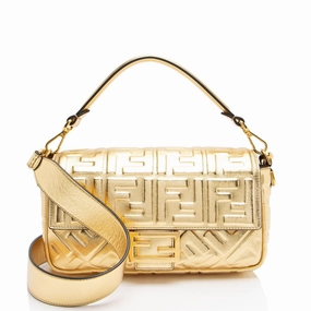 Fendi Metallic Embossed Leather FF 1974 Baguette Shoulder Bag