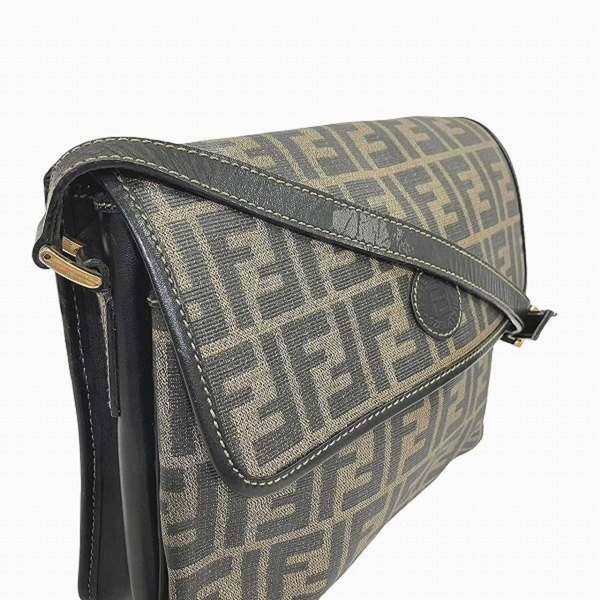 Fendi Zucchino Canvas Shoulder Bag (Pre-Owned)