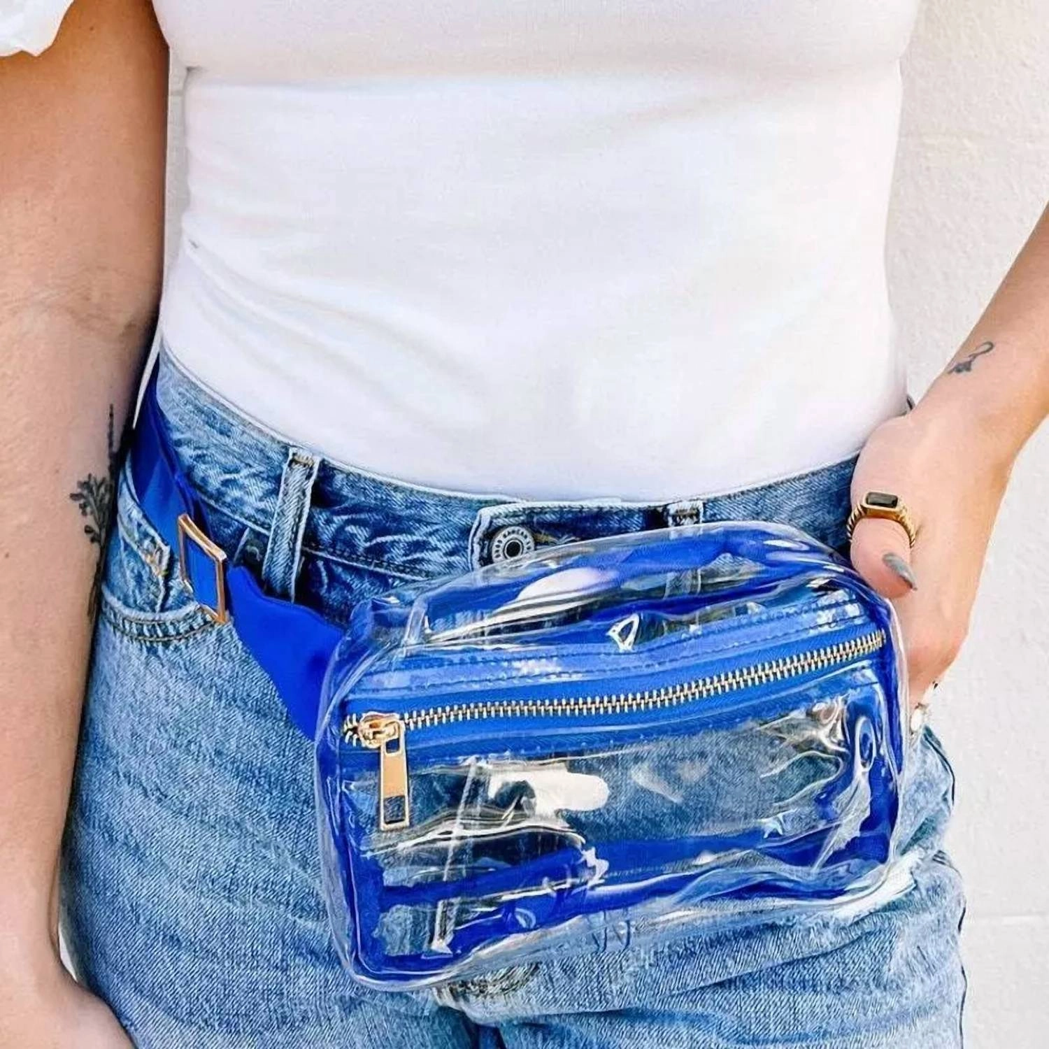 Ferris Clear Belt Bag In Navy