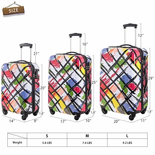 Flieks Graphic Print Luggage Set 3 Piece ABS   PC Spinner Travel Suitcase (Watercolor Painting)