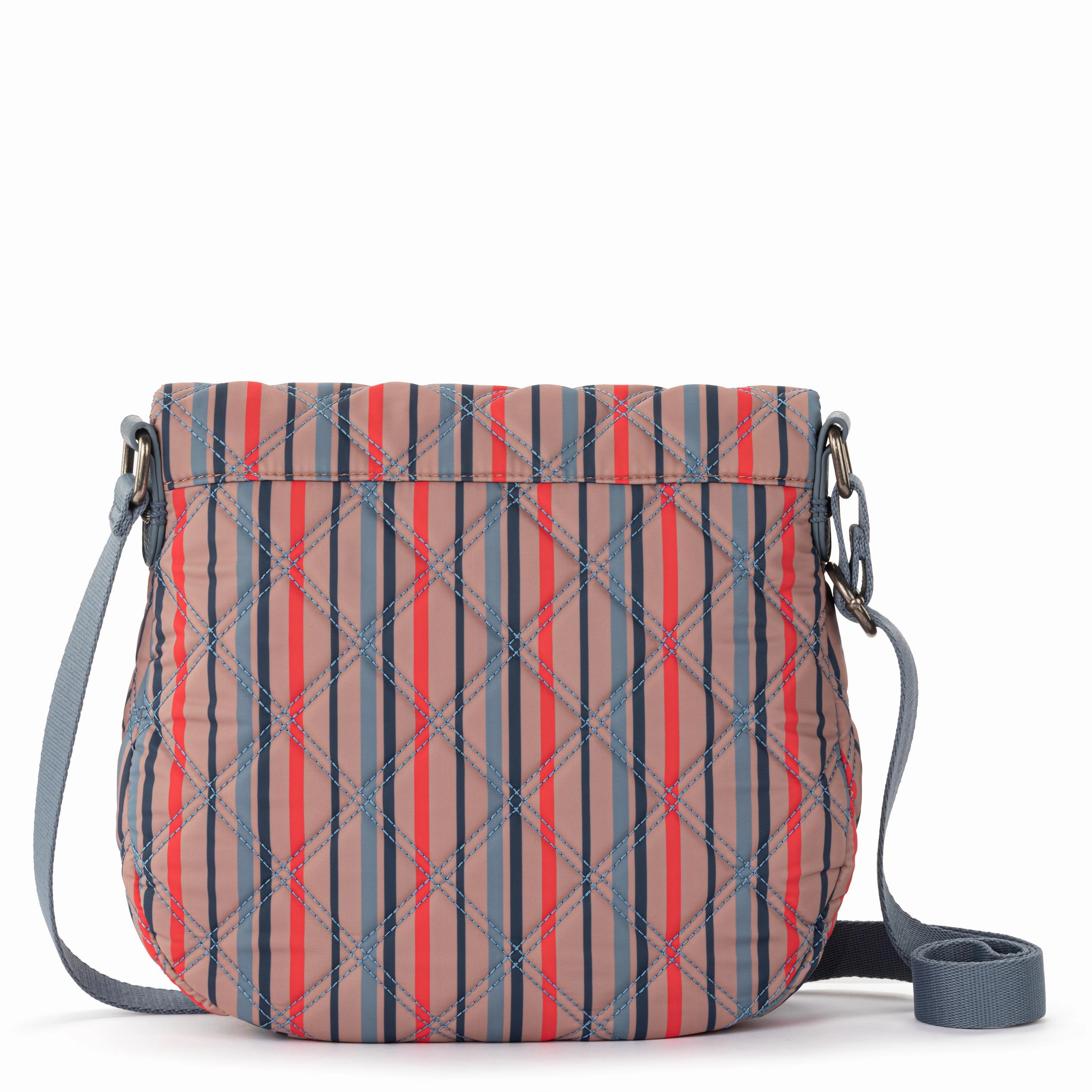 Foldover Crossbody - EcoTwill - Vintage Multi Stripe Diamond Quilted