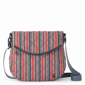 Foldover Crossbody - EcoTwill - Vintage Multi Stripe Diamond Quilted