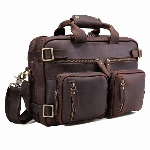 Folgandros Men'S Genuine Leather Briefcase Business Laptop Bag Carry On Tote Handbag Cowhide