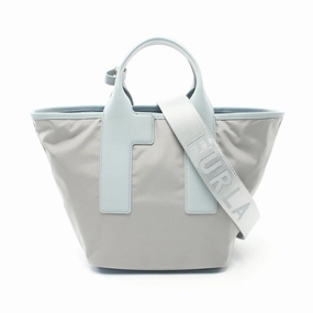 Furla blue  Leather Nylon Canvas Handbag
