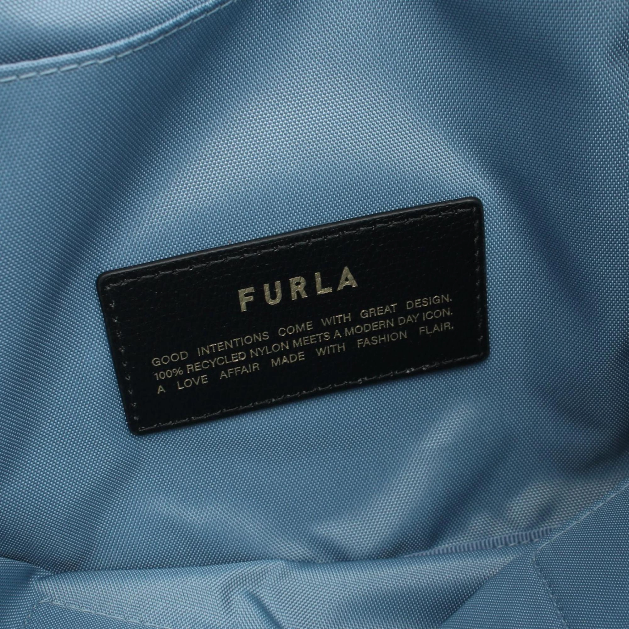 Furla blue  Leather Nylon Canvas Handbag