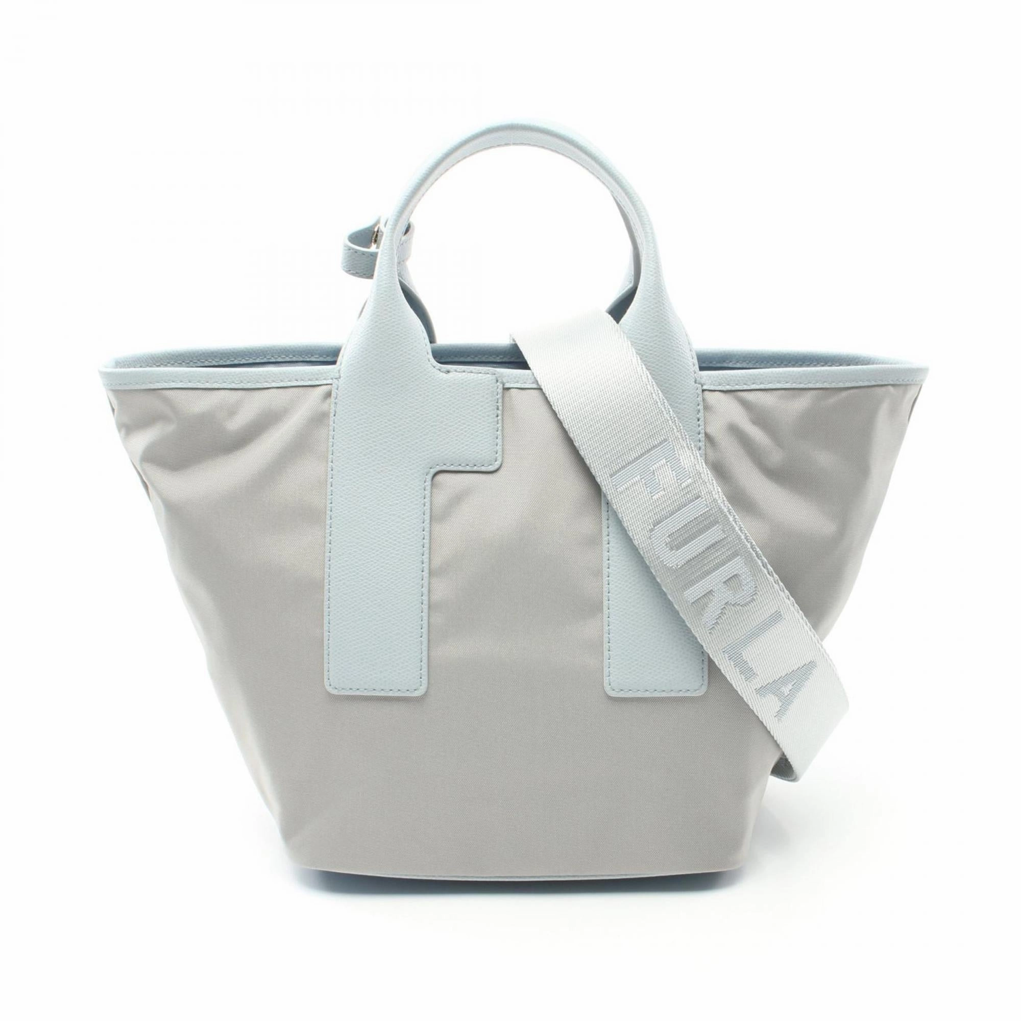 Furla blue  Leather Nylon Canvas Handbag