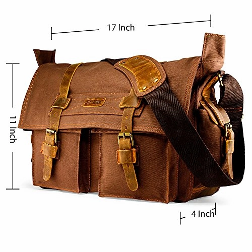 GEARONIC 14" 15" 17" Men's Messenger Bag Laptop Satchel Vintage Shoulder Military Crossbody  (17