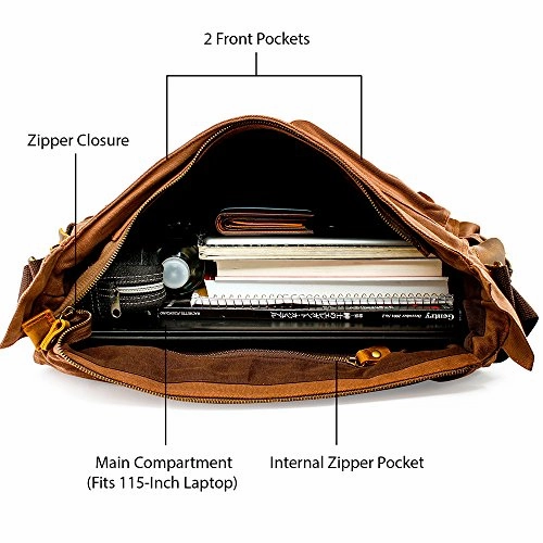 GEARONIC 14" 15" 17" Men's Messenger Bag Laptop Satchel Vintage Shoulder Military Crossbody  (17