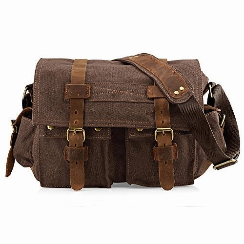 GEARONIC 14" 15" 17" Men's Messenger Bag Laptop Satchel Vintage Shoulder Military Crossbody  (17