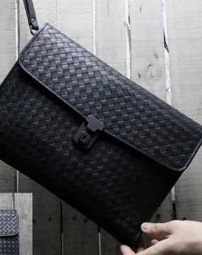 Genuine Leather braided large clutch leather men phone pad zip clutch vintage wallet for men