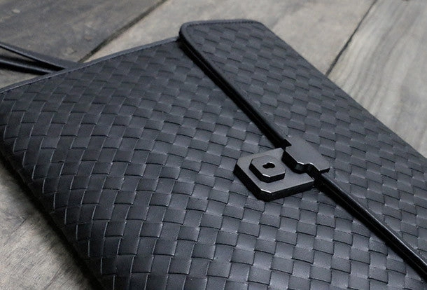 Genuine Leather braided large clutch leather men phone pad zip clutch vintage wallet for men