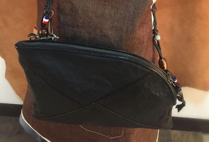 Genuine Leather Braided Mens Clutch Cool Slim Shoulder Bag Zipper Clutch Wristlet Wallet for Men