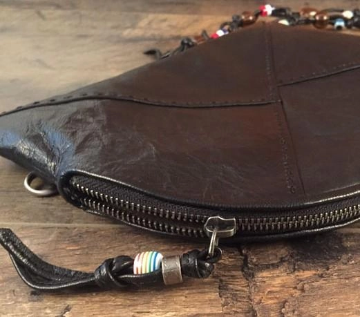 Genuine Leather Braided Mens Clutch Cool Slim Shoulder Bag Zipper Clutch Wristlet Wallet for Men