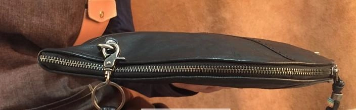 Genuine Leather Braided Mens Clutch Cool Slim Shoulder Bag Zipper Clutch Wristlet Wallet for Men