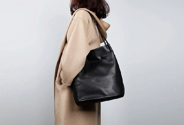 Genuine Leather Bucket Bag Large Tote Bag Shopper Bag Shoulder Bag Purse For Women