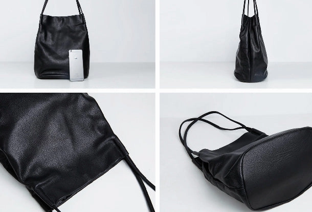 Genuine Leather Bucket Bag Large Tote Bag Shopper Bag Shoulder Bag Purse For Women