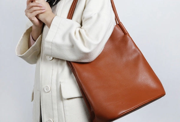 Genuine Leather Bucket Bag Large Tote Bag Shopper Bag Shoulder Bag Purse For Women