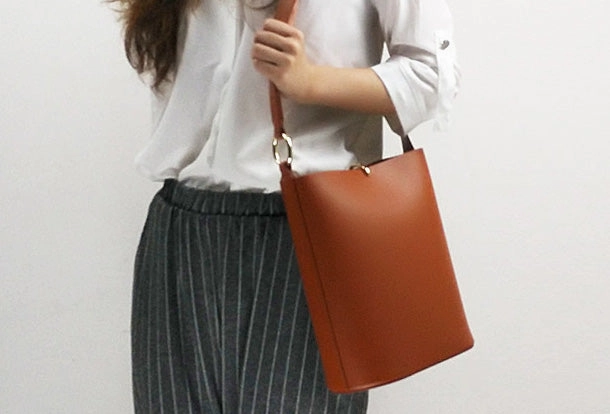 Genuine Leather Bucket Bag Purse Bag Shoulder Bag for Women Leather Crossbody Bag