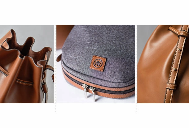 Genuine Leather bucket bag shoulder bag for women leather crossbody bag