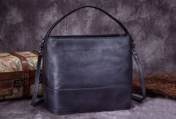 Genuine Leather Bucket Bag Vintage Handbag Bag Shoulder Bag Crossbody Bag Purse Clutch For Women
