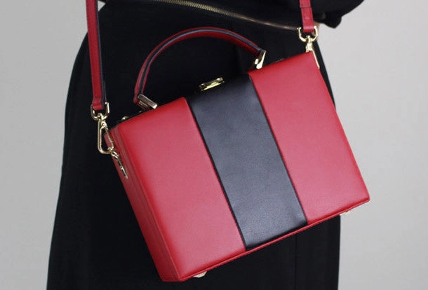 Genuine Leather Cube bag shoulder bag small suitcase for women leather crossbody bag