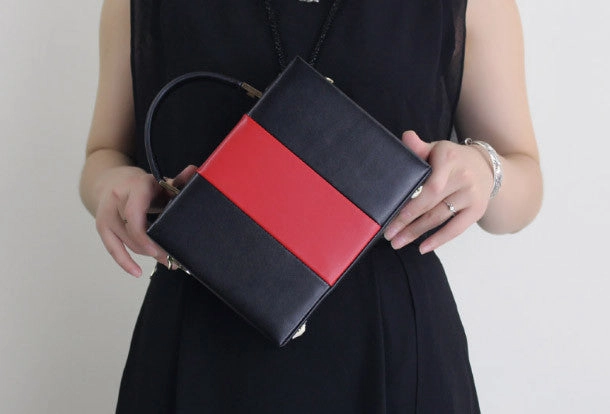 Genuine Leather Cube bag shoulder bag small suitcase for women leather crossbody bag