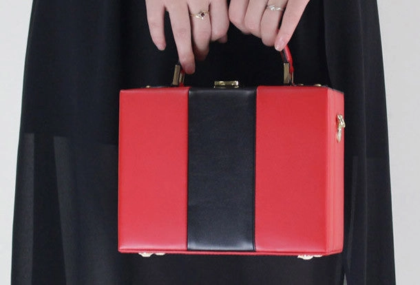 Genuine Leather Cube bag shoulder bag small suitcase for women leather crossbody bag