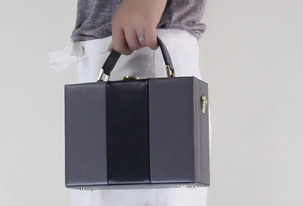Genuine Leather Cube bag shoulder bag small suitcase for women leather crossbody bag