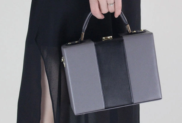 Genuine Leather Cube bag shoulder bag small suitcase for women leather crossbody bag