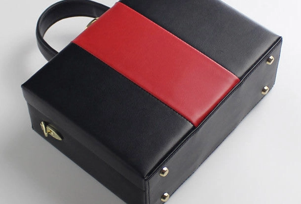 Genuine Leather Cube bag shoulder bag small suitcase for women leather crossbody bag