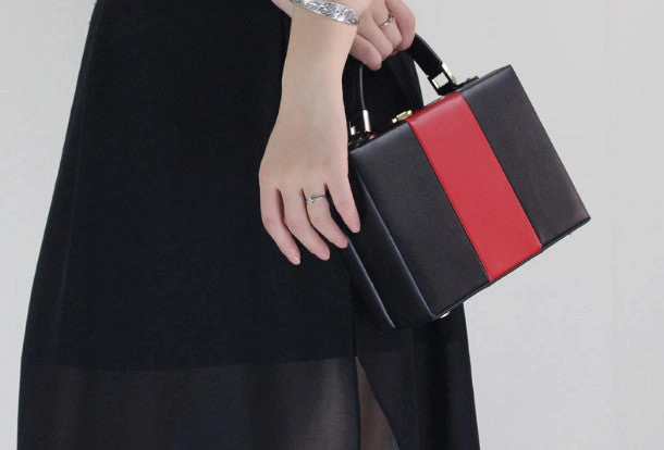 Genuine Leather Cube bag shoulder bag small suitcase for women leather crossbody bag
