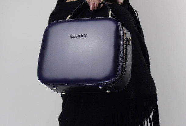 Genuine Leather cube handbag shoulder bag for women leather crossbody bag