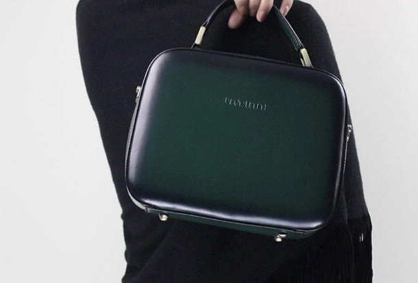 Genuine Leather cube handbag shoulder bag for women leather crossbody bag