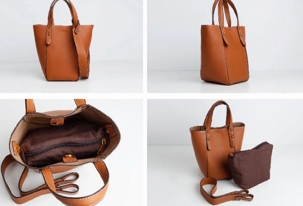 Genuine Leather Cute Bucket Bag Handbag Crossbody Bag Shoulder Bag Women Leather Purse