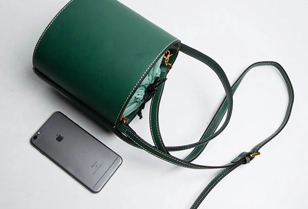 Genuine Leather Cute Bucket Bag Handbag Crossbody Bag Shoulder Bag Women Leather Purse