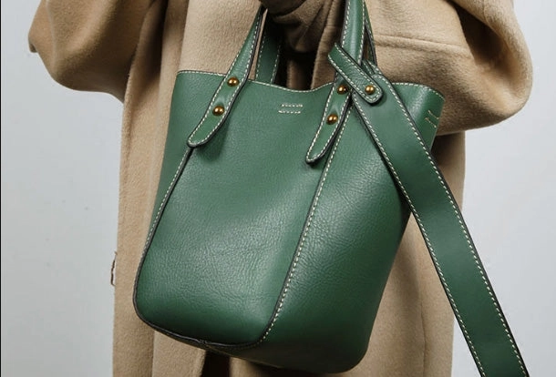 Genuine Leather Cute Bucket Bag Handbag Crossbody Bag Shoulder Bag Women Leather Purse