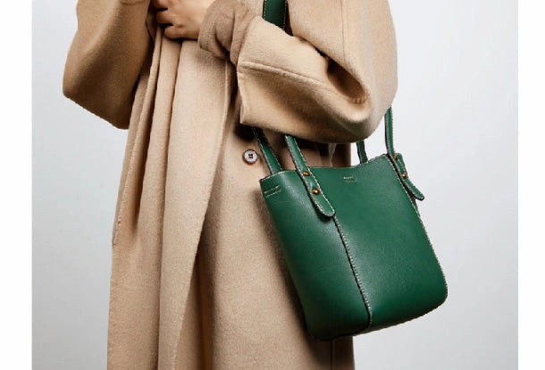 Genuine Leather Cute Bucket Bag Handbag Crossbody Bag Shoulder Bag Women Leather Purse
